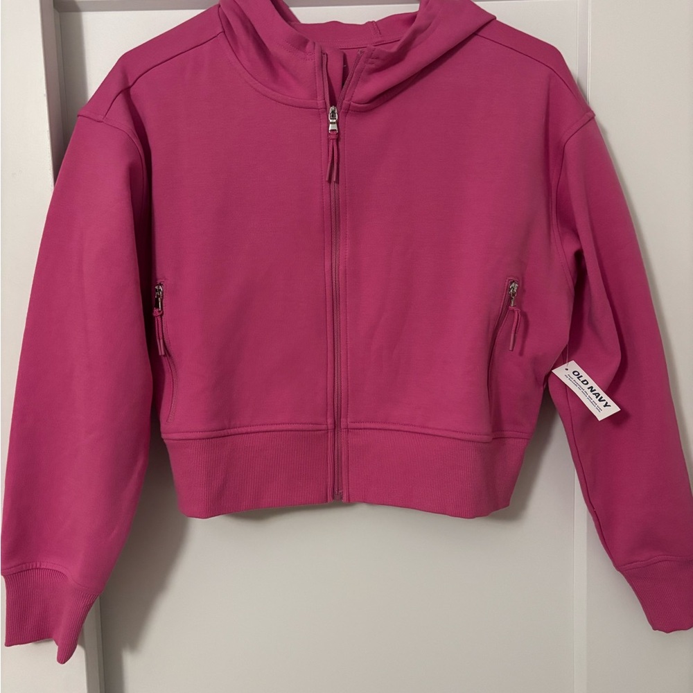 Old Navy Pink Girls Zip-Up Cropped Hoodie